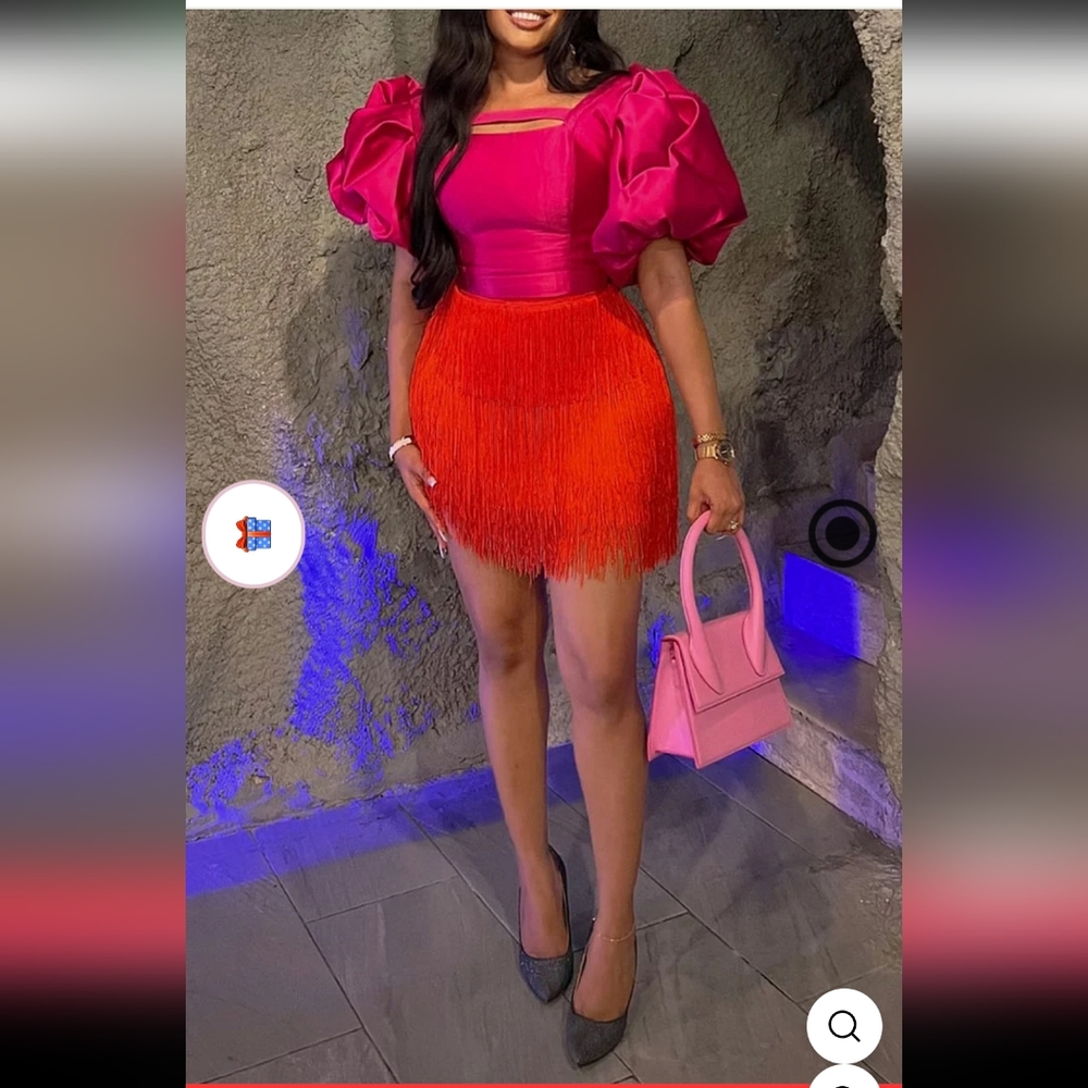 Xpluswear - Plus Size Party Red Tassel Mini Skirts